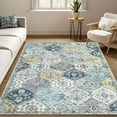 thumbnail image 2 of Hasoo Traditional Indoor Living Room Bedroom 8' x 10' Area Rug Non-Slip Machine Washable Carpet, Blue/Yellow, 2 of 5