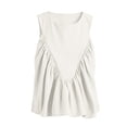 thumbnail image 6 of Sewkxo Shirred Swing Tank Tops for Women Fashion Flowy Sleeveless Shirts Casual Crew Neck Blouse Loose Fit Ruffled Tops,White M, 6 of 7