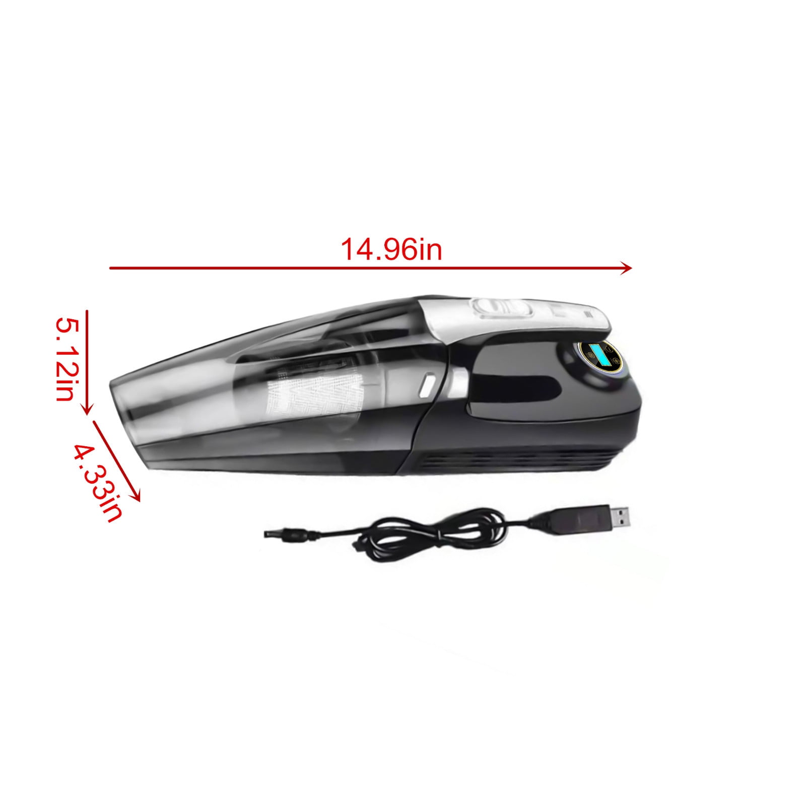 Gecau Car Vacuum Handheld Cleaner,Tire Inflator For Car,12V Auto Shut Off Crafted with Care um Cleaner With Pump Black 17.2x6.8 Inch Home Stuff