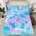 thumbnail image 2 of jejeloiu Boho Lotus Flower Bed Sheets,Watercolor Floral King Sheets For Girls 4 Pieces, 2 of 7