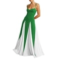 thumbnail image 1 of Vestido de fiesta EEMEII con tirantes finos, retazos, verde y blanco, 1 of 8