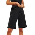 thumbnail image 2 of Tittly Shorts for Women Palazzo Pants Womens Summer Denim Shorts Trendy High Waist Ripped Distressed Jean Shorts Stretchy Hem Casual Jean Shorts Jeans for Women High Waisted Shorts Black L, 2 of 9