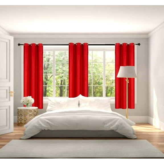 K86 Linen Blackout Grommet Top, 1 Panel Red Color Window Treatment Curtain Drapes 63 inch Length 100% light Blocking & Privacy For Bedroom Décor