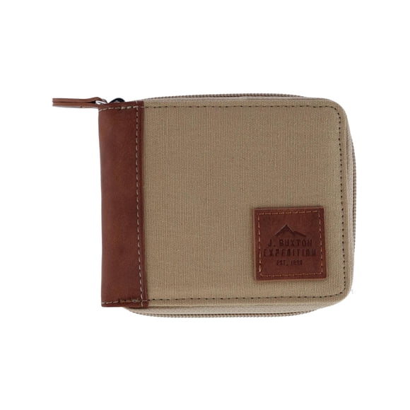 Buxton  RFID Canvas and Leather Zip Around Wallet (Men's)