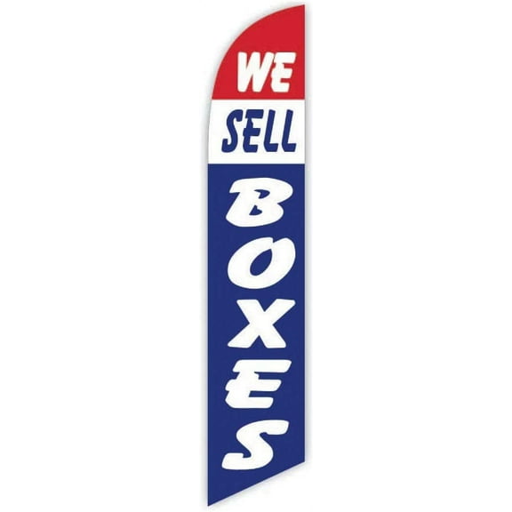 Cobb Promo We Sell Boxes Blue Advertising Feather Flag 12ft - Replacement Flag Only Without Poleset