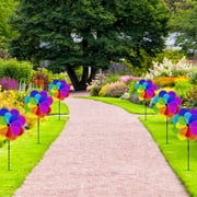 Dyegold Rainbow Wind Spinner for Garden Reflective Pinwheel 3 Feet Tall Bird Deterrent Sparkly Outdoor Decor for Yard Patio