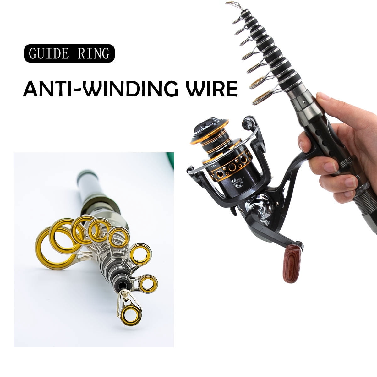 Carbon Fiber Travel Fishing Rod Corrosion-Resistant Saltwater Spinning Rod 5 Collapsible Section with Carry Bag Beach