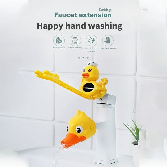 1 Packs Cartoon Sink Faucet Extender Handle Set for - Fun Hand Washing Helper, Easy Install No Tools, Splash-Free Arc Nozzle, Portable Bathroom Safety Extender, Promotes Independence & Good Habits