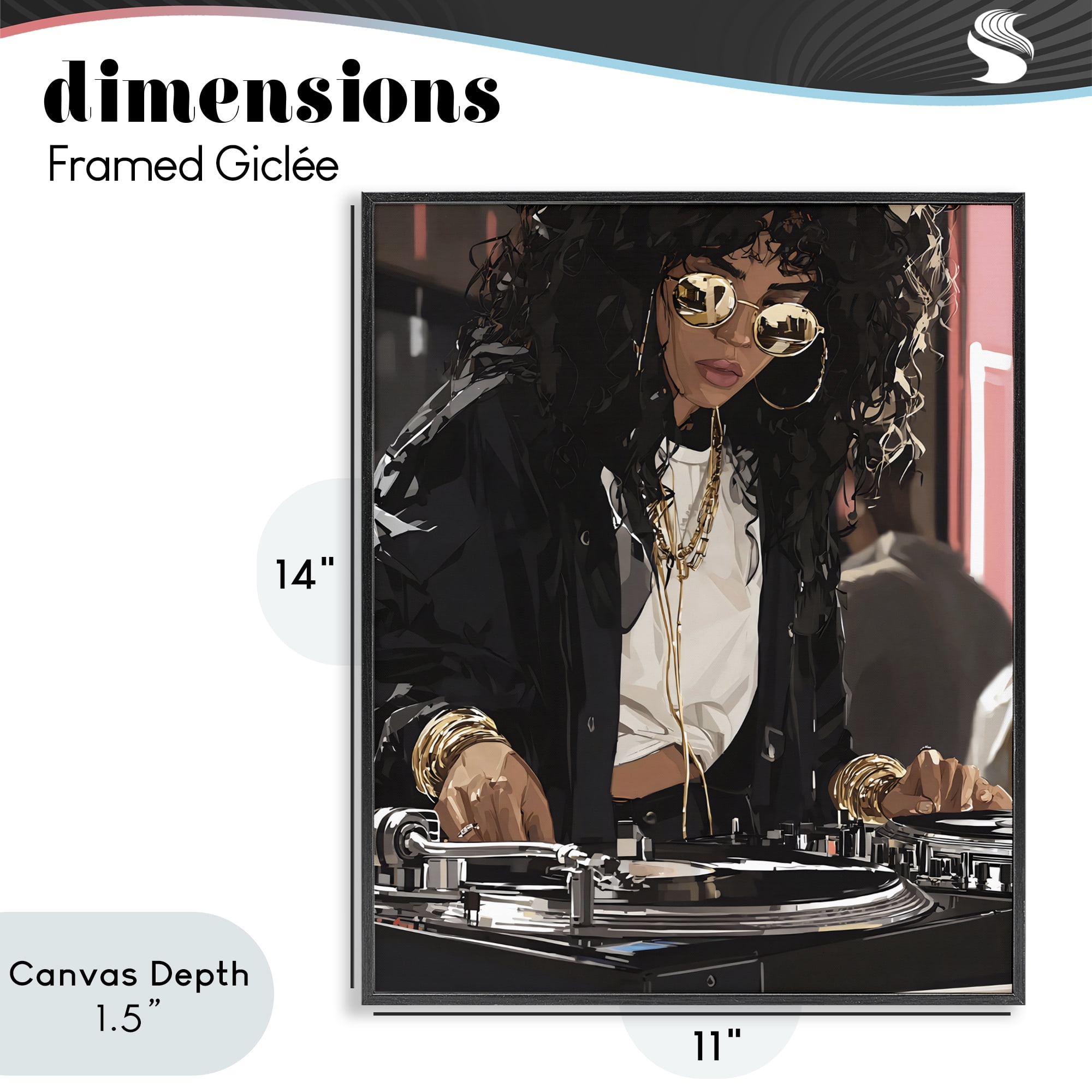 Stupell Industries DJ Focused On Turntables Black Framed Giclee Art, design by Franklyn Gregory