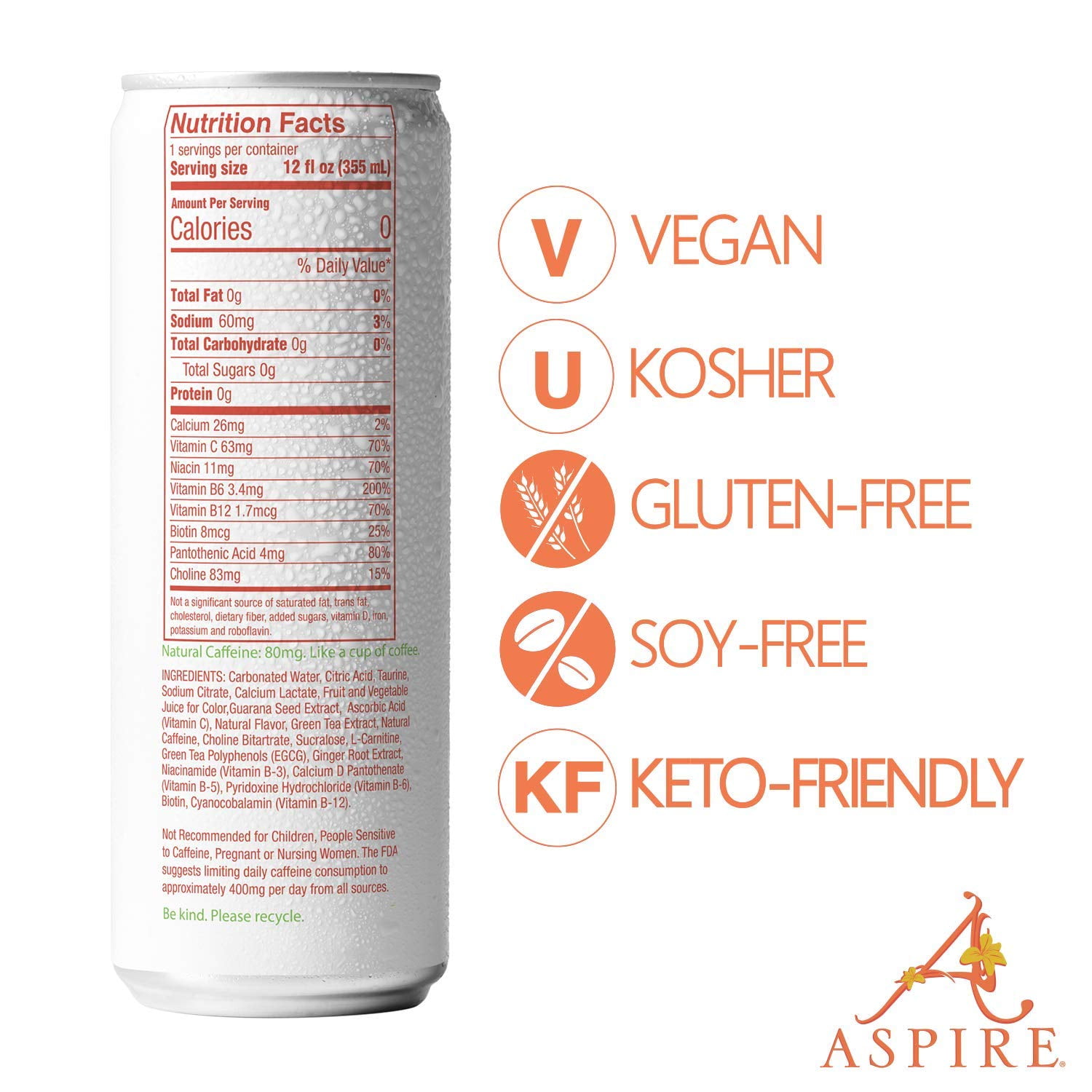 Aspire Energy Drink Mango Lemonade 4-Pack 48 oz (Pack Of 6)