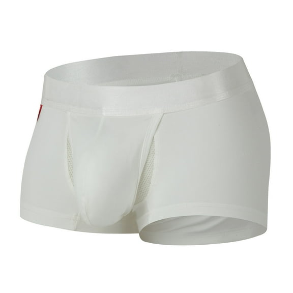 Iugvhana Men's Cotton Boxer Briefs – Comfortable & Breathable Underwear, Moisture-Wicking Trunks for Daily Wear White XL