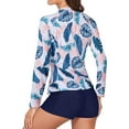 thumbnail image 6 of Women Two Rash Guard Long Sleeve Swimsuits 50+ Swim Shirt Bathing Suit with Boyshort Bottom White 2XL, 6 of 6