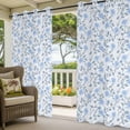 thumbnail image 2 of Outdoor Curtains for Patio Waterproof Blue Flowers Indoor/Outdoor Curtain Tiebacks Green Leaves Branches Privacy Curtain Sun Block Grommet Drapes for Pergolas Gazebo Porch 2 Panel 54x108 Inch, 2 of 9