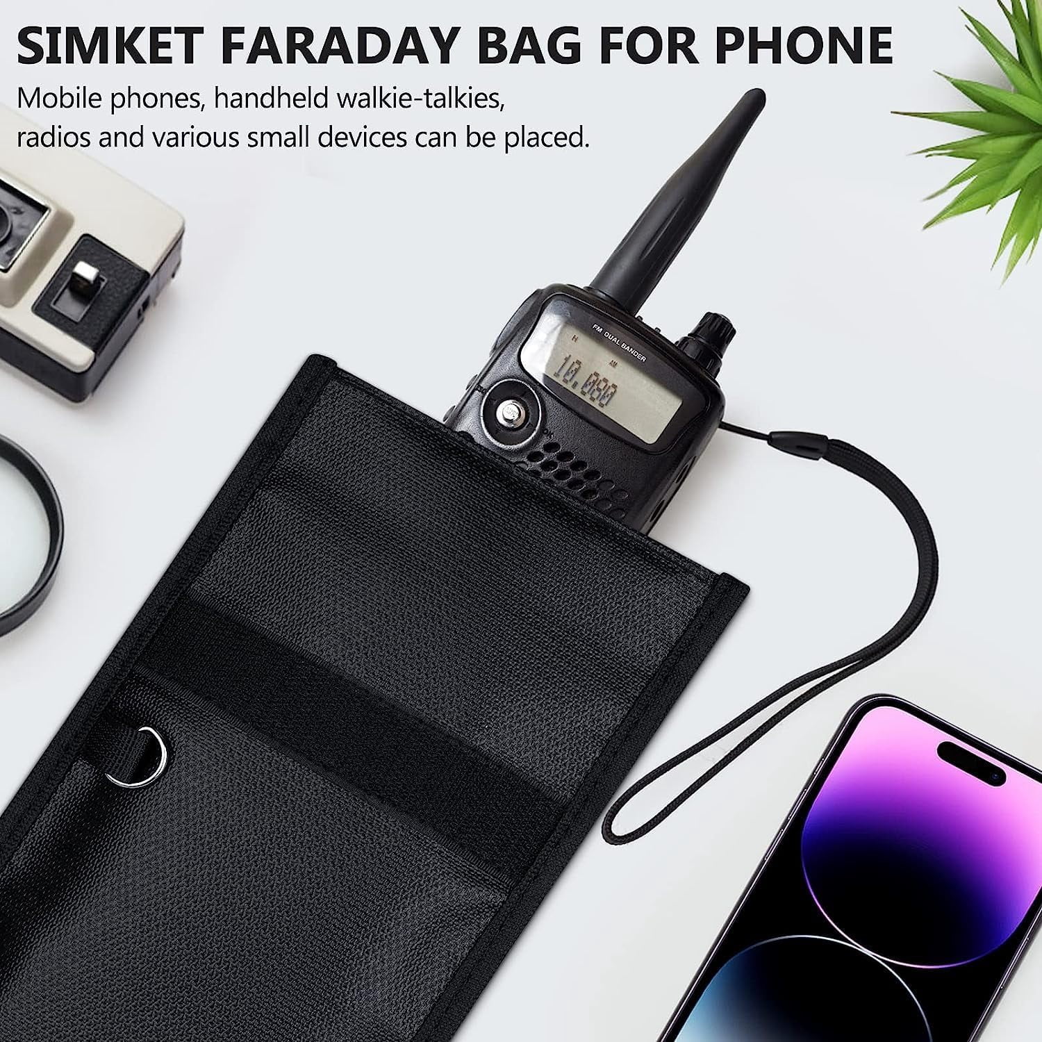 YMWVH Faraday Bags for Phones and Car Key 3 Pack, Signal Blocking Pouch, Cell Phone Signal Jammer, Car Key/WiFi/RFID/GPS Signal Blocker Black (m)