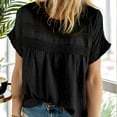 thumbnail image 2 of Weardear Womens Summer Tops Crewneck Lace Crochet Short Sleeve Shirts Casual Chiffon Blouses, 2 of 6