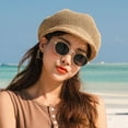 thumbnail image 6 of GHSOHS Hats Silk Bonnet Beanie Cowboy Hat Women Summer Newsboy Cap Straw Knitted Beach Sun Hat with Adjustable Rope for Women Sun Hat Khaki Warm Baseball Caps Berets Khaki Baseball Caps, 6 of 9