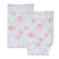 Pink Flowers Floral 2 PCs Cotton Hand Towels Absorbent Face Towel Soft Breathable Towel Set for Bathroom Kitchen Hotel Gym Decoration