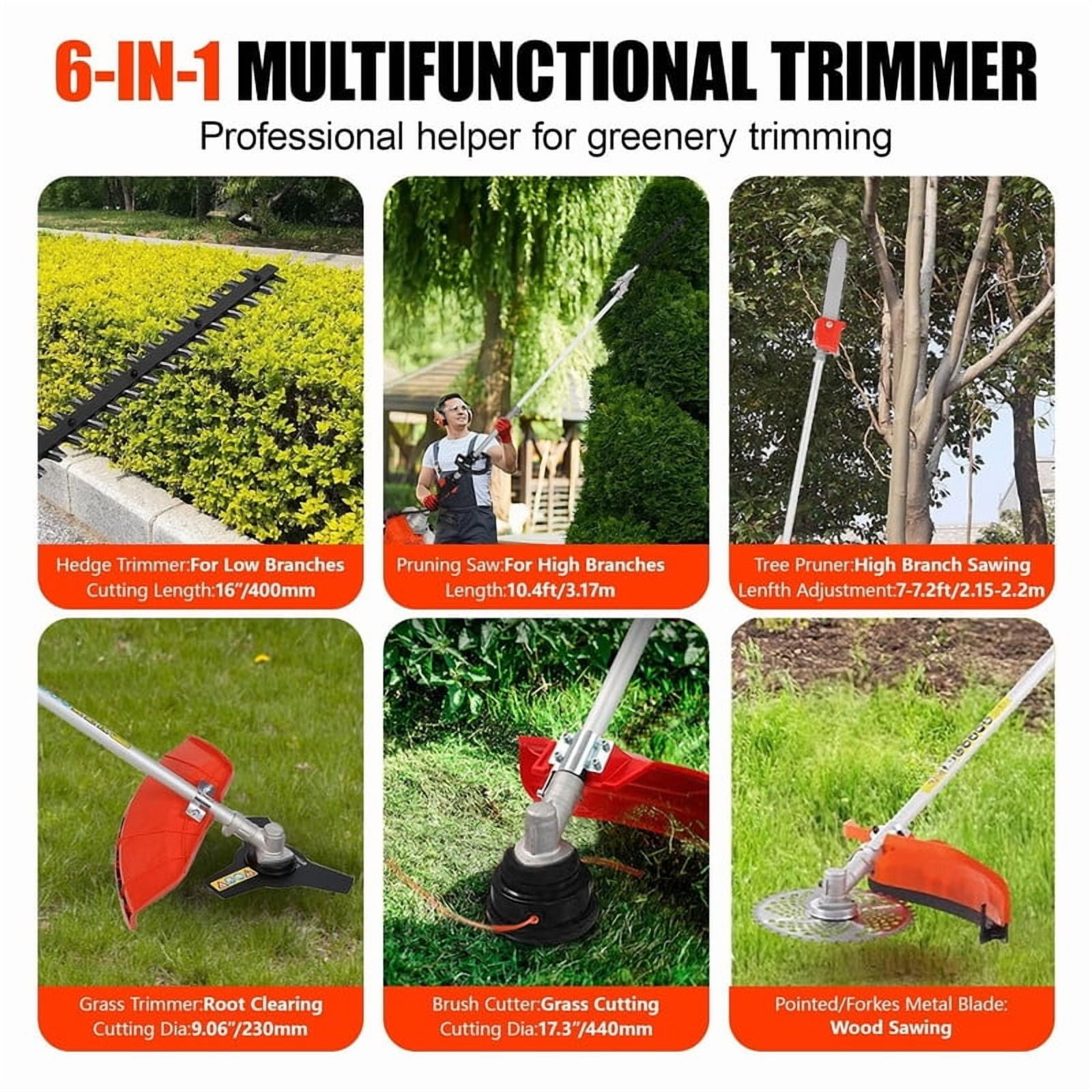 YNCE 2025 New Gas Weed Wacker - 52cc 2-Stroke 5 in 1 Multi-Functional Lawn Mower Hedge Trimmer Pruners Gas Powe Brush Cutter, Handheld Weed Eater for Garden and Yard Lawn