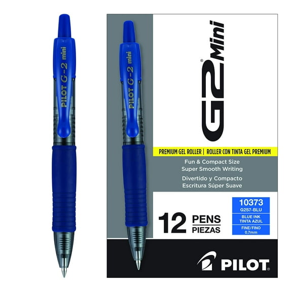 Pilot, G2 Mini Premium Rolling Ball Gel Pens, Fine Point 0.7mm, Blue, Pack of 12