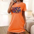 thumbnail image 4 of Soft Cotton Long Sleeve Sleepshirts on Clearance Womens Plus Size Pajamas Dress Short Sleeve Crewneck Casual Sleepdress 4th of July Summer Flowy Nightgowns New Orange XL, 4 of 5