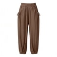 thumbnail image 6 of Edvintorg Womens Casual Pants Outdoor Elastic Waisted Casual Loose Fit Cuffed Trousers with Pockets Plus Size Fashion Clothing Brown XL, 6 of 7