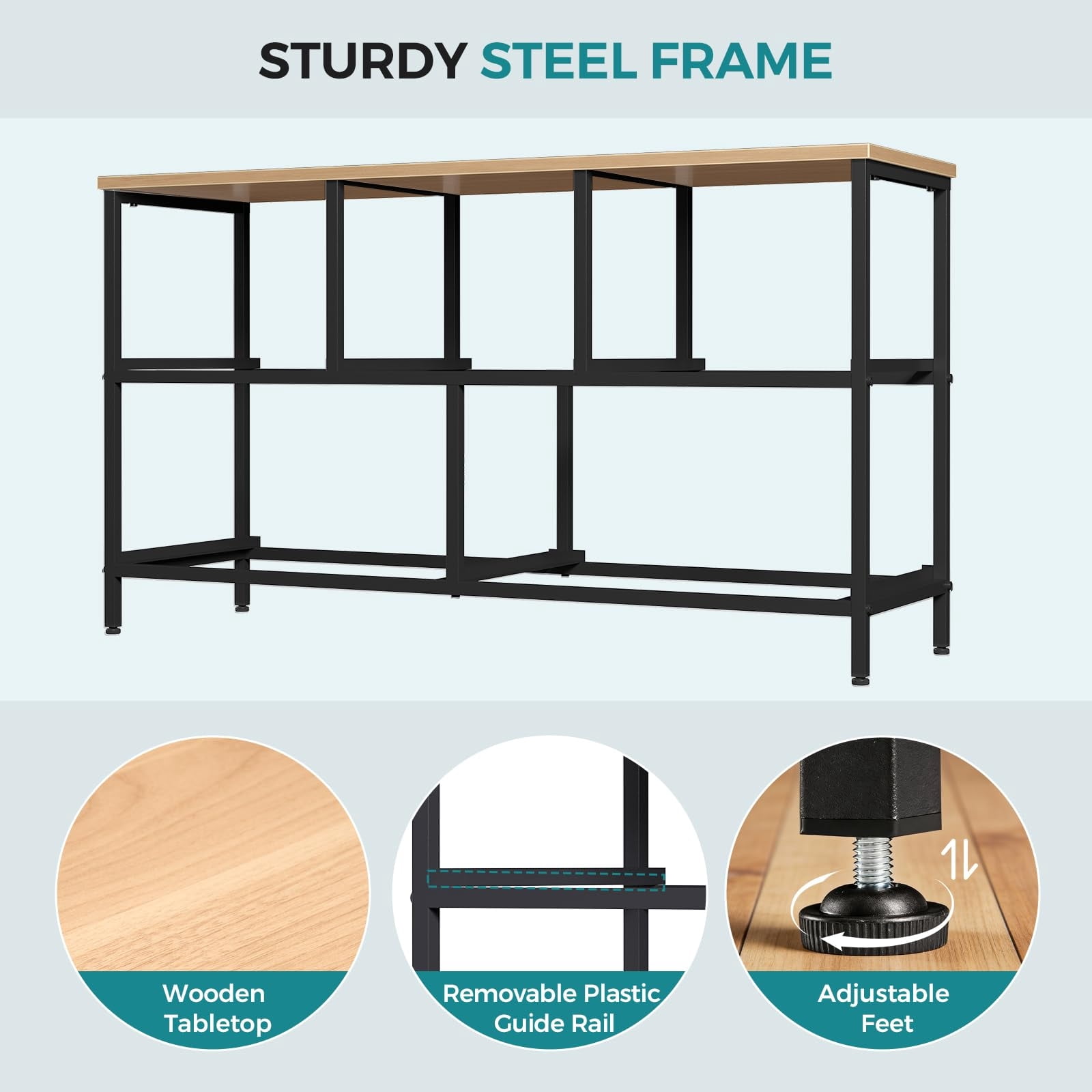 Telyra 5-Drawer Fabric Dresser TV Stand Organizer with Wood Top and Metal Frame, Greyish Green