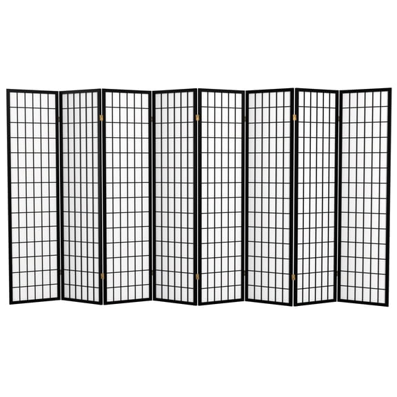 6 ft. Tall Window Pane Shoji Screen - Black - 8 Panels