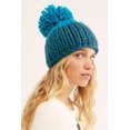 thumbnail image 2 of FREE PEOPLE Womens Aqua Colorblock Crochet Cozy Up Winter Beanie Hat Cap, 2 of 3