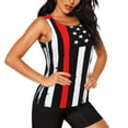 thumbnail image 2 of Easygdp Firefighters USA Flag Women's Workout Tank Top, Running Top, Hiking Shirt, Quick-Dry for Running, Yoga, Hiking - Large, 2 of 9