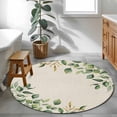 thumbnail image 4 of Round Area Rug 4ft,Farm Watercolor Leaves Washable Carpet Non-Slip Runner Accent Rugs Indoor Floor Mat for Bedroom Living Room Decor,Vintage Linen, 4 of 9