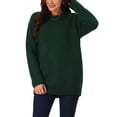 thumbnail image 1 of Suéter casual de manga larga con cuello redondo y bolsillos para mujer INSPIRE CHIC XL verde oscuro, 1 of 5