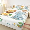 thumbnail image 3 of Castle Fairy Kids Boys Girls Kawaii Lion Elephant Monkey Twin Sheet Sets,Wildlife Bedding, 3 of 7