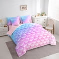 thumbnail image 3 of Homewish Cartoon Mermaid Pattern 7-Piece Twin Bedding Sets,Ocean Animal Bedding Comforter Set,Pink Purple Ombre Sheet Sets For Girls Kids,Luxury Bedroom Decor Reversible, 3 of 8