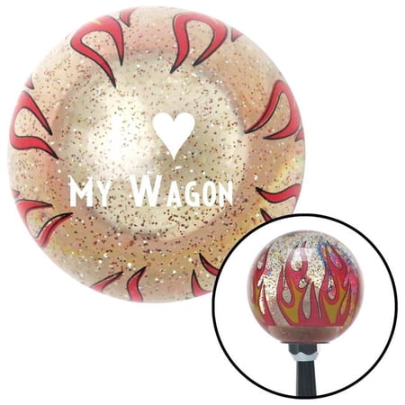 American Shifter White I Love My Wagon Clear Flame Metal Flake Shift Knob with M16 x 1.5 Insert Auto Brody