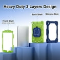 thumbnail image 2 of SaniMore Case foriPad 10.2 inch 9th/8th/7th Generation (2021/2020/2019), Shockproof Bumper Shoulder Strap 360° Rotating Handle Bracket + Pencil Holder Tri-layer Hybird Anti-drop Kids Shell, Navy+Green, 2 of 8