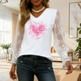 thumbnail image 5 of 2026 Valentines Tops for Women Elegant V-Neck Lace Insert Blouse Long Sleeve Floral Valentines Print Outfits Delicate Romance Clothing Cute Shirts, 5 of 6