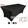 thumbnail image 2 of TEKTRUM 8 FT LONG RECTANGULAR STRETCH TABLECLOTH DJ JACKET COVER FOR TRADE SHOW - PREMIUM FABRIC  - BLACK COLOR, 2 of 4