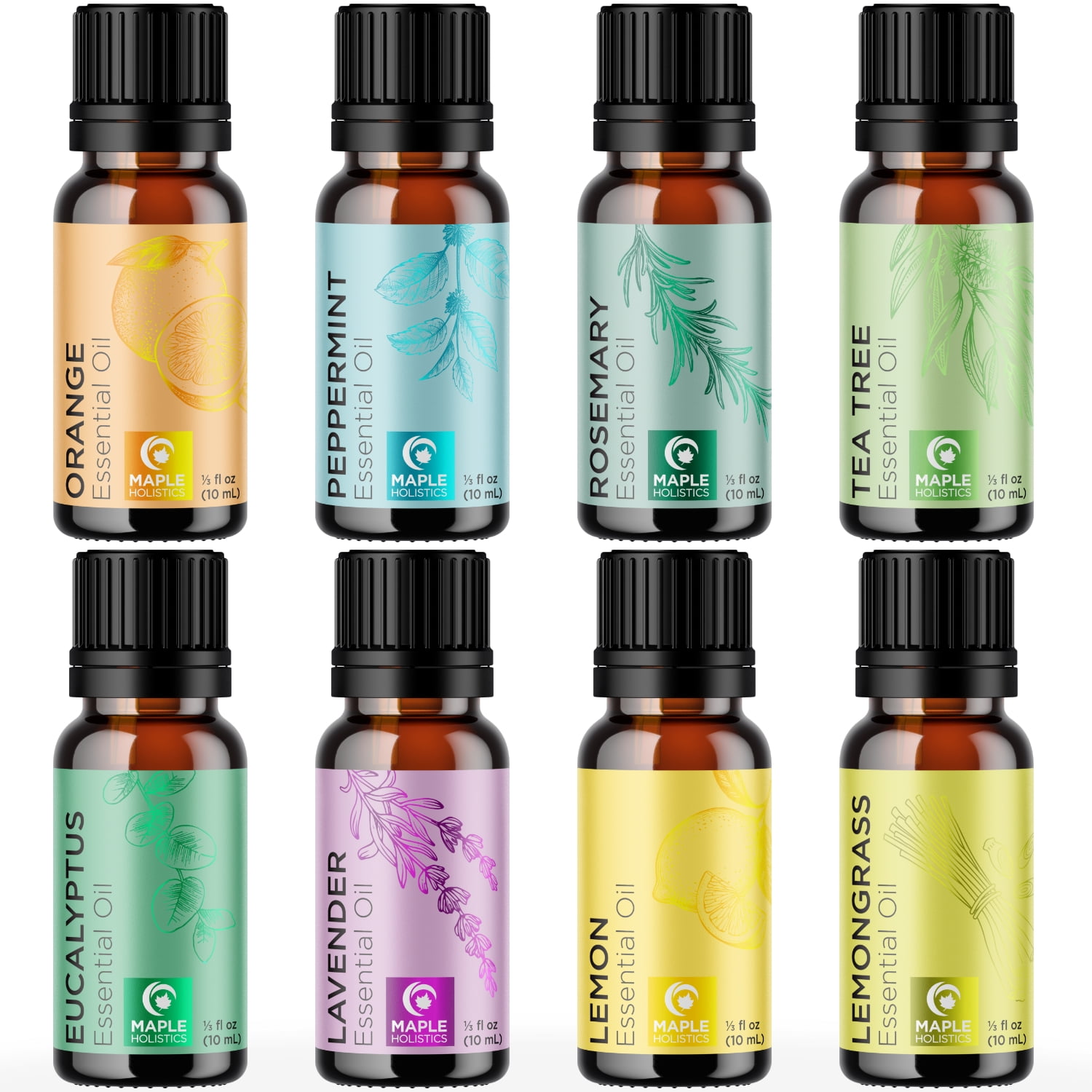 Maple Holistics Essential Oils Set 8 Aromatherapy Essential Oils for