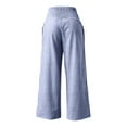 thumbnail image 5 of Arlun Womens Striped Gingham Palazzo Pants Wide Leg Elastic High Waisted Loungewear Pants Cute Checkered Print Lightweight Soft Comfy Casual Trousers with Pockets Blue S, 5 of 5