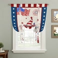 thumbnail image 2 of Independence Day Balloon Curtains for Bedroom/Front Door/Bathroom, US Flag Gnomes Star Striped Burlap Tie Up Curtains 63 Inch Length Light Filtering Kitchen Curtains Shades for Windows 46"x63", 2 of 8