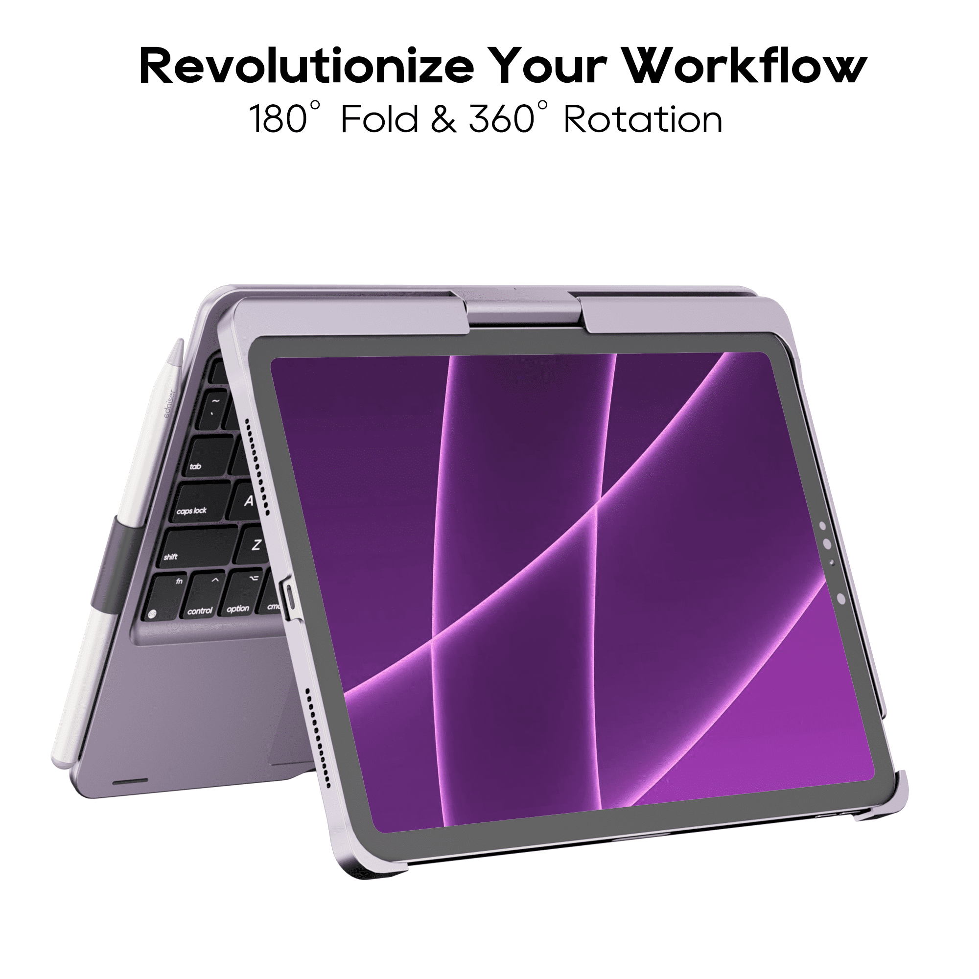 edaiser Swivel Keyboard Case Compatible with Apple iPad Air 11-inch M4 M2 M3 & Air 5th 4th Gen & Pro 11 inch (4th-1st Generation); 360 Rotatable Cover, Pencil Holder Trackpad Backlit Metallic Purple