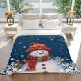 thumbnail image 5 of Blue Christmas Snowman Throw Blankets, Winter Snowflakes Soft Fleece Blanket Decorative for Home Sofa Couch Chair Living Bedroom, 32x48 Inches,, 5 of 8