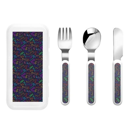 

Salouo Chemistry Science Pattern 3 Pieces Toddler Utensils Kids Silverware Set Stainless Steel Utensils for Kids Children Safe Spoons Forks & Knife Dishwasher Safe