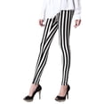 thumbnail image 4 of Women's Soft Black White Veftical Striped Leggings w/Back Pockets, 4 of 4