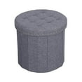 thumbnail image 1 of ITY International - Pouf Rond/repose-Pieds avec Rangement, Diamètre 18,5 Pouces, Gris, 1 of 2