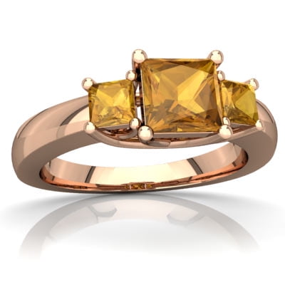 Citrine Three Stone Trellis Ring in 14K Rose Gold by
