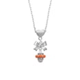 thumbnail image 2 of Delight Jewelry Silvertone Crystal Orange Spinner Silver tone Bow Heart Necklace, 2 of 4