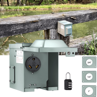 30A 125 Volt RV/EV Power Outlet Box, Enclosed Lockable Weatherproof Outdoor Electrical NEMA TT-30R Receptacle Panel, ETL Listed
