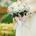 thumbnail image 3 of Ayieyill 12 inch Wedding Bouquets for Bride and Bridesmaids, Tossing Artificial Flower Bouquets for Wedding, Wedding Decorations, White, 3 of 9