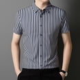 thumbnail image 5 of IWRICH Strip Shirts for Men Short Sleeve Button down Shirt Casual Formal Business Regular Fit Shirts with Pocket Black XXXL, 5 of 6